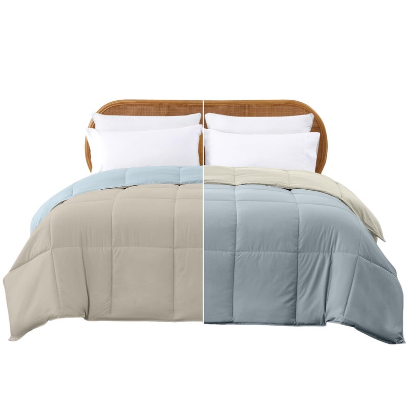 Modern Threads Down Alternative Reversible Comforter Beige/Light Blue Twin - Image 1